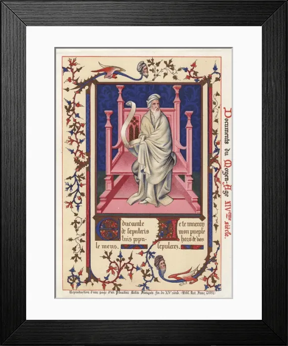 Framed Print : Reproduction of a page from a French psalter Framed Print : Reproduction of a page from a French psalter