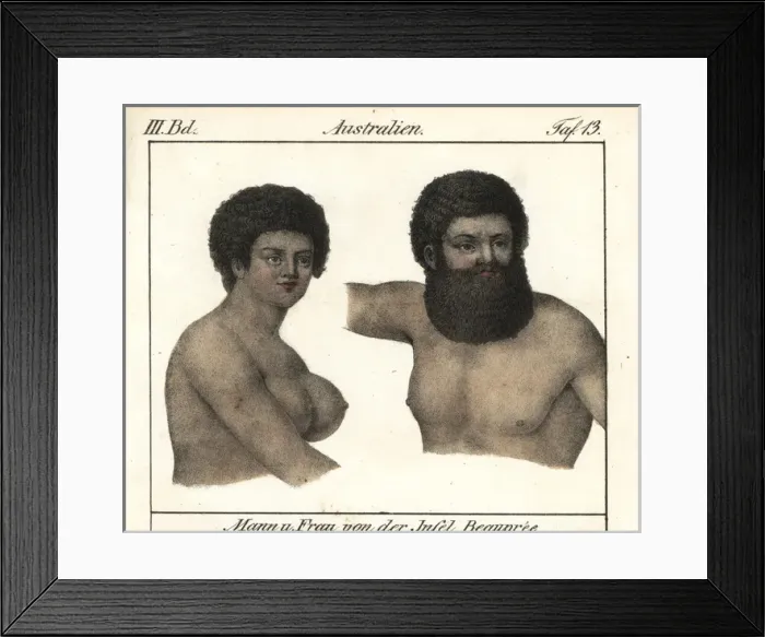 Framed Print : Native man and woman of the island of Beaupre Framed Print : Native man and woman of the island of Beaupre