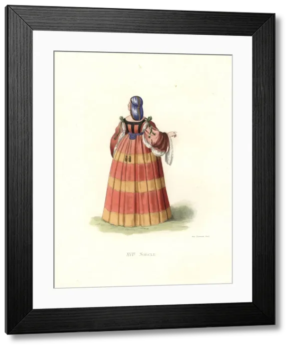 Framed Print : Woman of Milan, 16th century, in voluminous Framed Print : Woman of Milan, 16th century, in voluminous