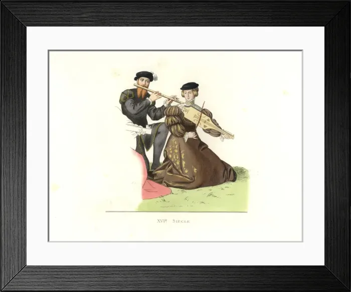 Framed Print : Gentleman and woman, England, 16th century, playing music Framed Print : Gentleman and woman, England, 16th century, playing music
