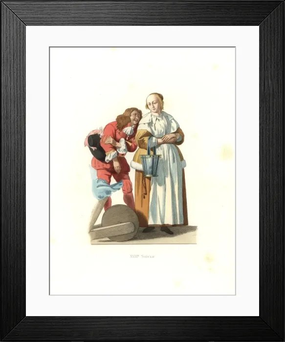 Framed Print : Dutch bourgeoise housewife with milk pail Framed Print : Dutch bourgeoise housewife with milk pail