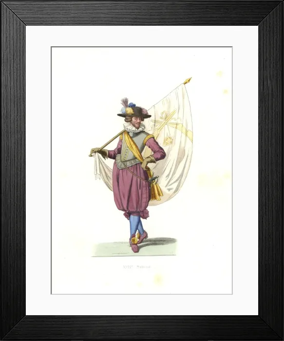 Framed Print : Standard bearer for a company of arquebusiers, 17th century Framed Print : Standard bearer for a company of arquebusiers, 17th century