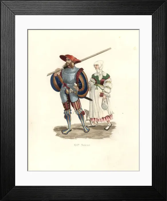 Framed Print : German lancer in breastplate, puff sleeves Framed Print : German lancer in breastplate, puff sleeves