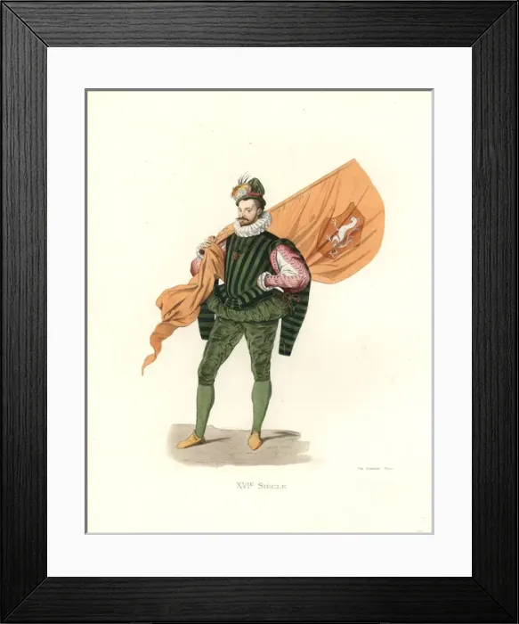 Framed Print : German standard bearer or porte-ensigne, 16th Framed Print : German standard bearer or porte-ensigne, 16th