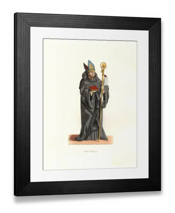 Framed Print : Benedictine abbot, 16th century, carrying a Framed Print : Benedictine abbot, 16th century, carrying a