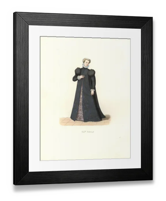 Framed Print : Noblewoman of Lorraine, 16th century, in embroidered Framed Print : Noblewoman of Lorraine, 16th century, in embroidered