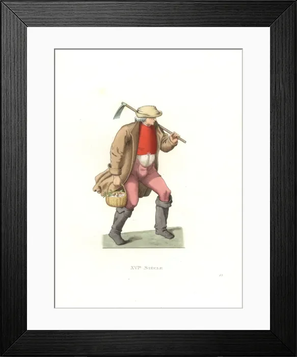 Framed Print : French labourer, 16th century, from a 1567 print Framed Print : French labourer, 16th century, from a 1567 print