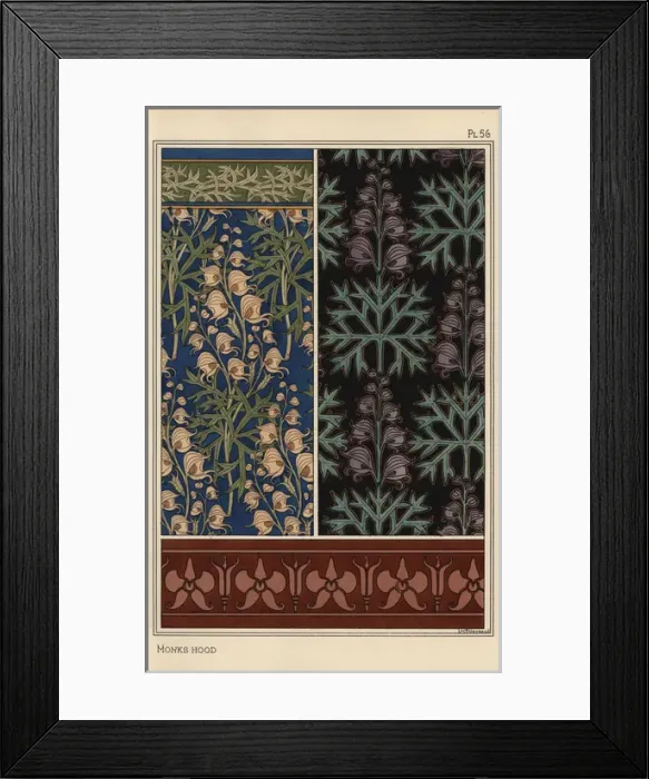 Framed Print : Monks hood in art nouveau patterns Framed Print : Monks hood in art nouveau patterns