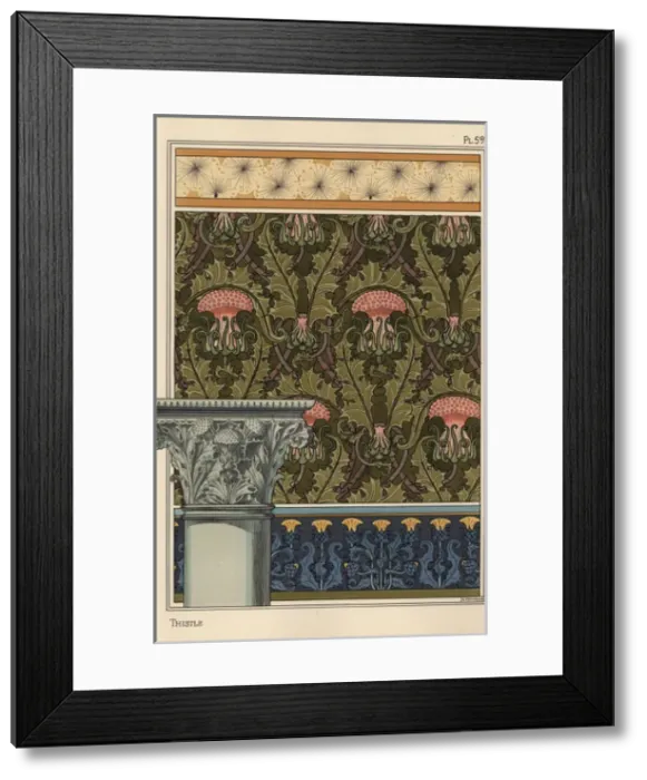 Framed Print : Thistle in art nouveau patterns Framed Print : Thistle in art nouveau patterns