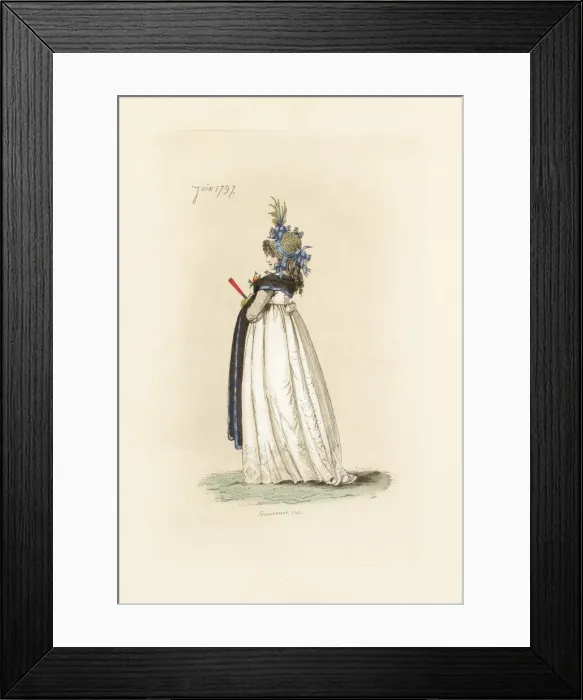 Framed Print : English woman in the fashion of June 1797 Framed Print : English woman in the fashion of June 1797