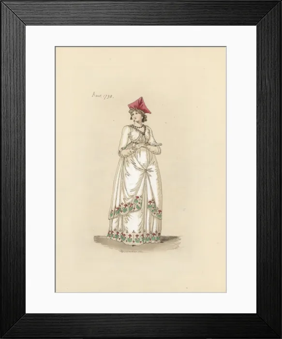 Framed Print : English woman in the fashion of August 1798 Framed Print : English woman in the fashion of August 1798