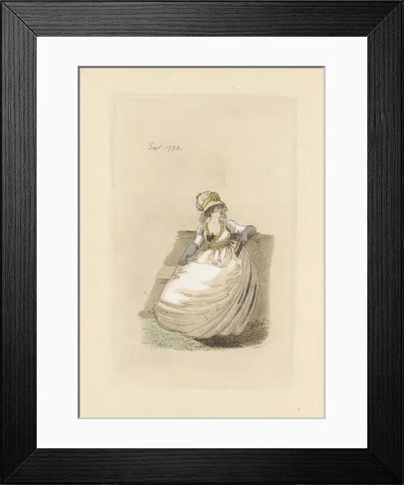 Framed Print : English woman in the fashion of September 1798 Framed Print : English woman in the fashion of September 1798