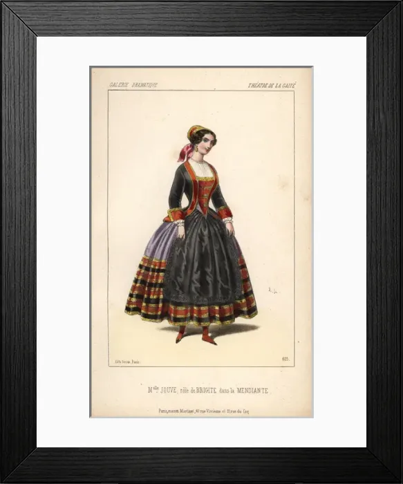 Framed Print : Mlle Jouve in the role of Brigite in La Mendiante
