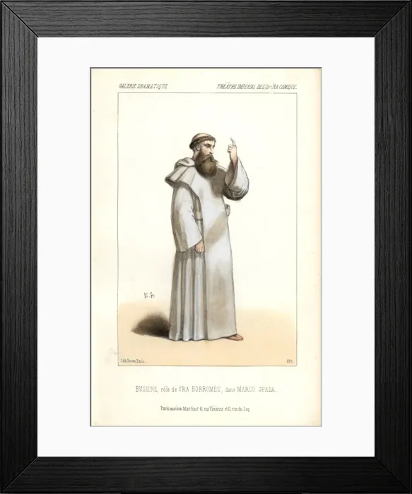 Framed Print : Bussine in monks robes as Fra Borromee in Framed Print : Bussine in monks robes as Fra Borromee in