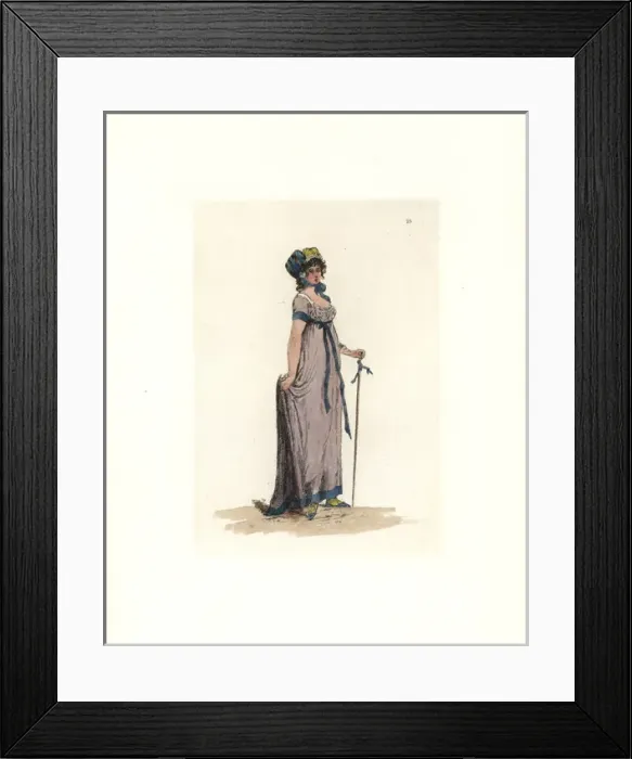 Framed Print : Costume of Madame Raquet, merveilleuse in the martyr style Framed Print : Costume of Madame Raquet, merveilleuse in the martyr style