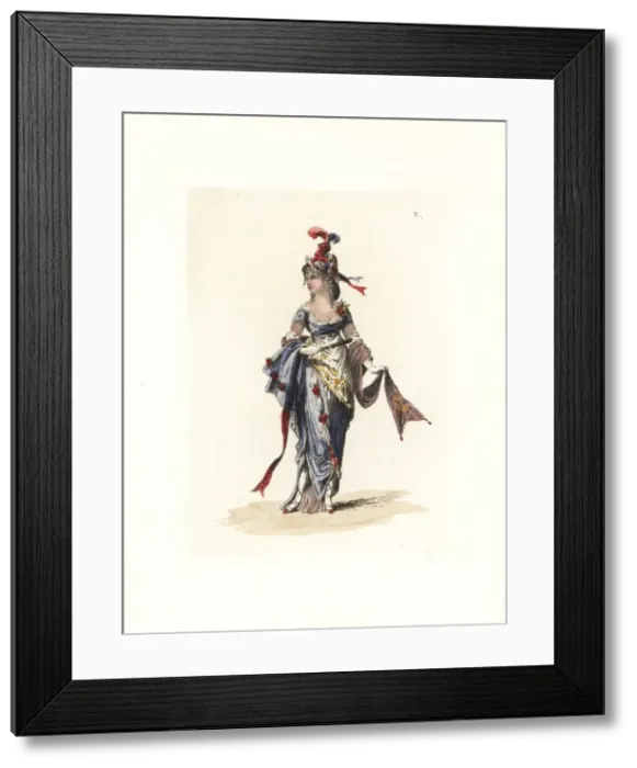 Framed Print : Costume of Illyrine, a young merveilleuse and debutante Framed Print : Costume of Illyrine, a young merveilleuse and debutante