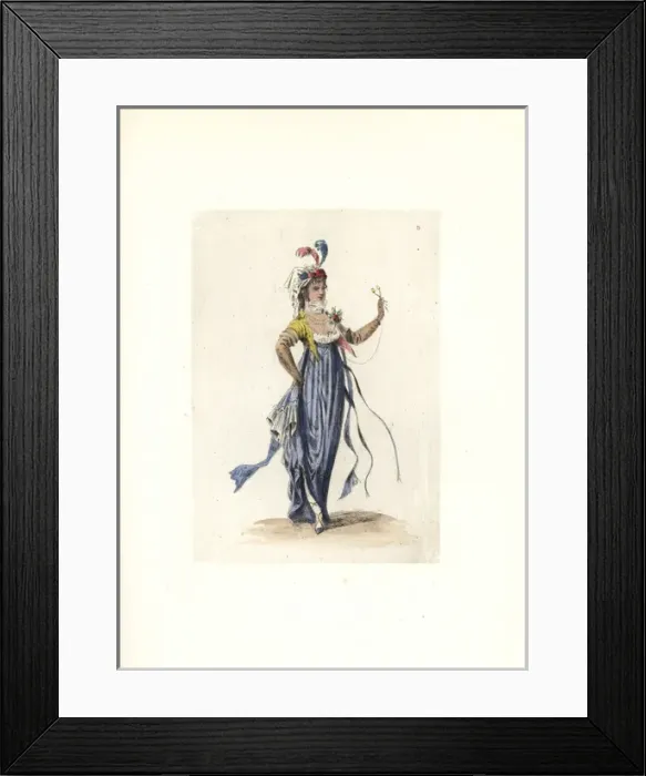 Framed Print : Costume of Pervenche, nouveau riche wife of a merchant Framed Print : Costume of Pervenche, nouveau riche wife of a merchant