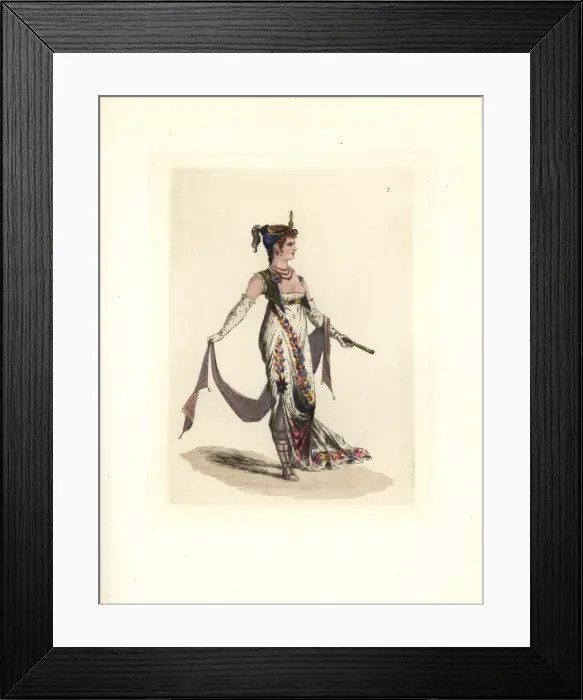 Framed Print : Costume of Egle, merveilleuse in the fashion of 1798 Framed Print : Costume of Egle, merveilleuse in the fashion of 1798