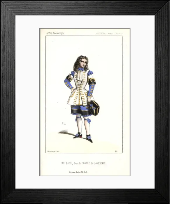 Framed Print : A pageboy in Le Comte de Lavernie, a five-act Framed Print : A pageboy in Le Comte de Lavernie, a five-act