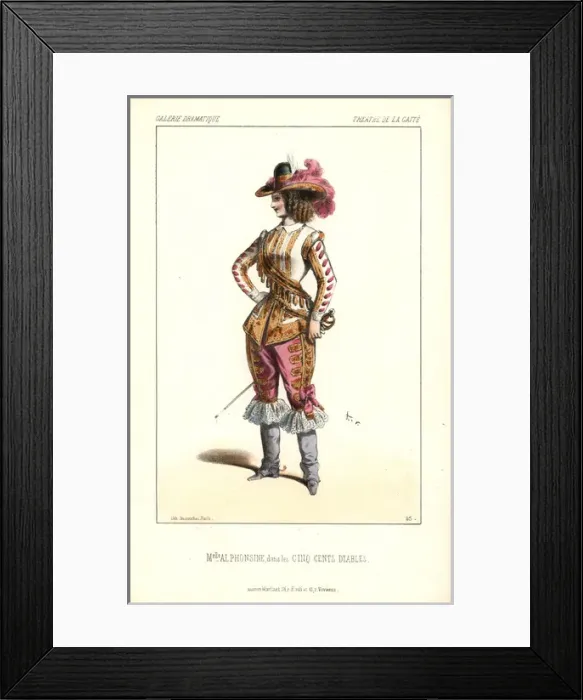 Framed Print : Mlle Alphonsine in male drag as the Princess Framed Print : Mlle Alphonsine in male drag as the Princess