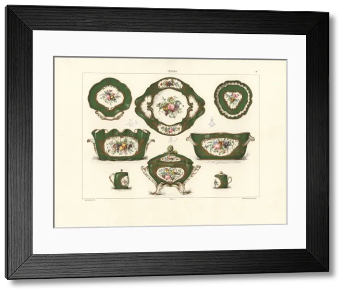 Framed Print : Crockery service by Sevres circa 1760 Framed Print : Crockery service by Sevres circa 1760