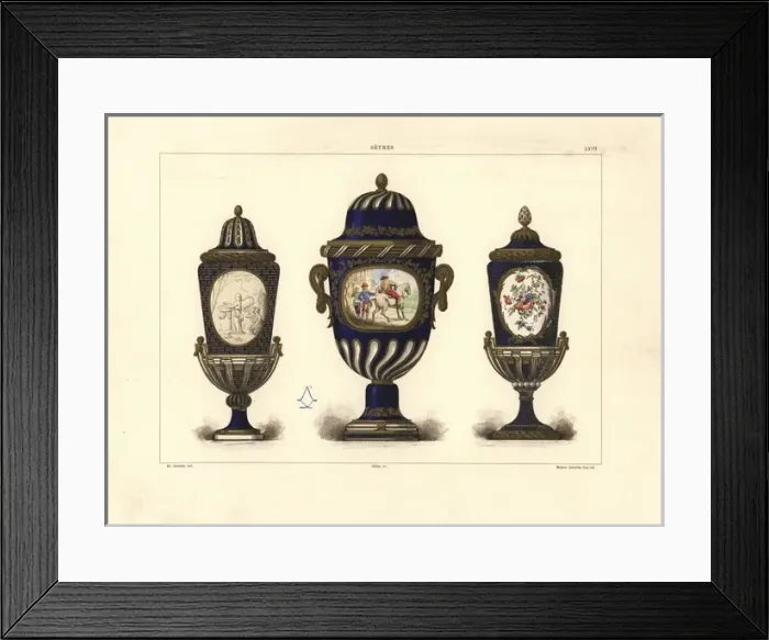 Framed Print : Three Sevres vases with lids Framed Print : Three Sevres vases with lids