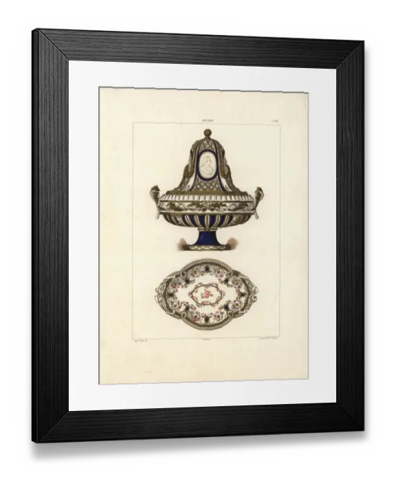 Framed Print : Sevres porcelain vase and plate Framed Print : Sevres porcelain vase and plate