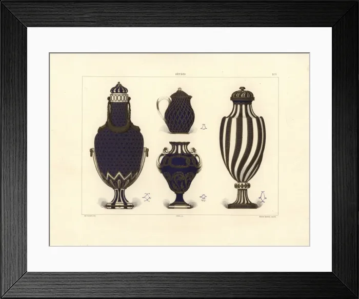 Framed Print : Vases with blue and gold decoration Framed Print : Vases with blue and gold decoration