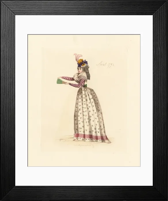 Framed Print : French woman wearing the fashion of April 1793 Framed Print : French woman wearing the fashion of April 1793
