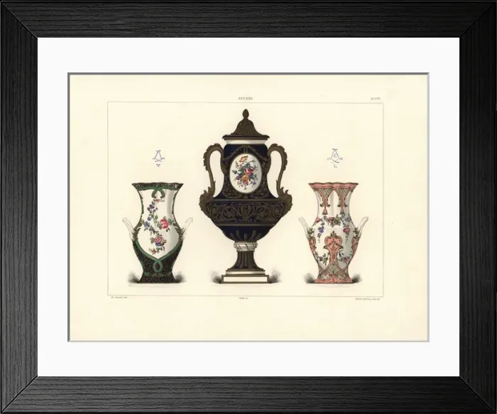 Framed Print : Vases with floral decoration Framed Print : Vases with floral decoration