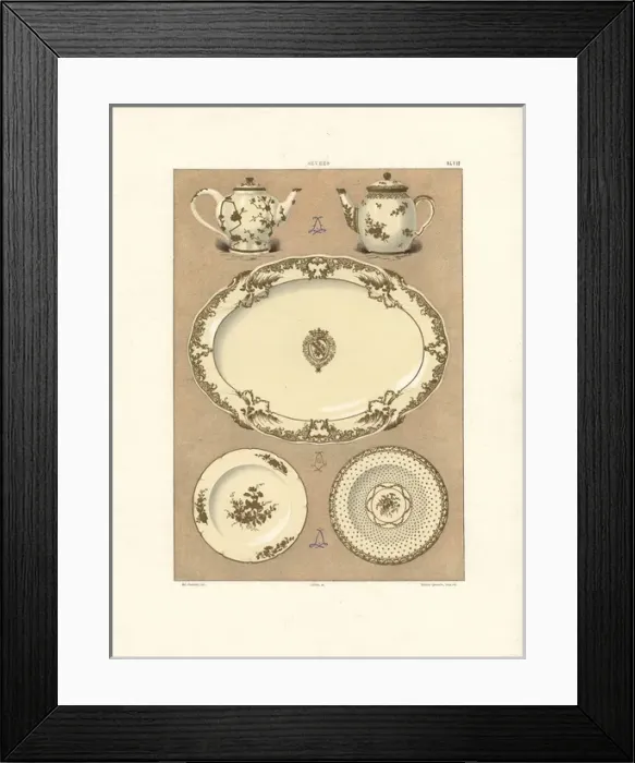 Framed Print : White and gold porcelain service Framed Print : White and gold porcelain service