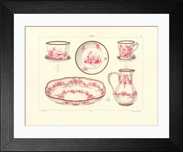 Framed Print : Camaieu decoration on Sevres pottery Framed Print : Camaieu decoration on Sevres pottery
