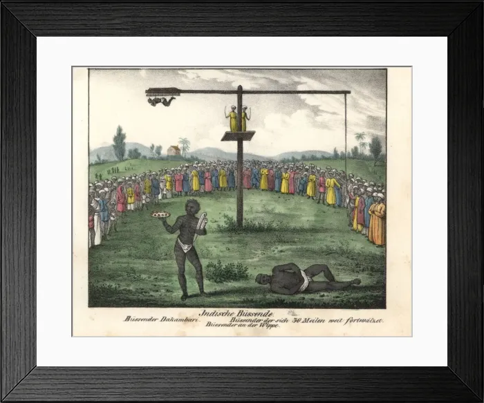 Framed Print : Hindu penitents on swing, holding burning coals Framed Print : Hindu penitents on swing, holding burning coals