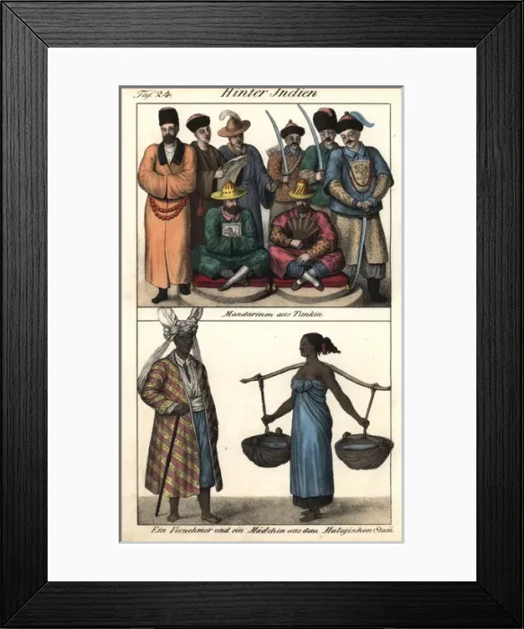 Framed Print : Mandarins from Tunkin (Vietnam), noble and girl from Malaya Framed Print : Mandarins from Tunkin (Vietnam), noble and girl from Malaya
