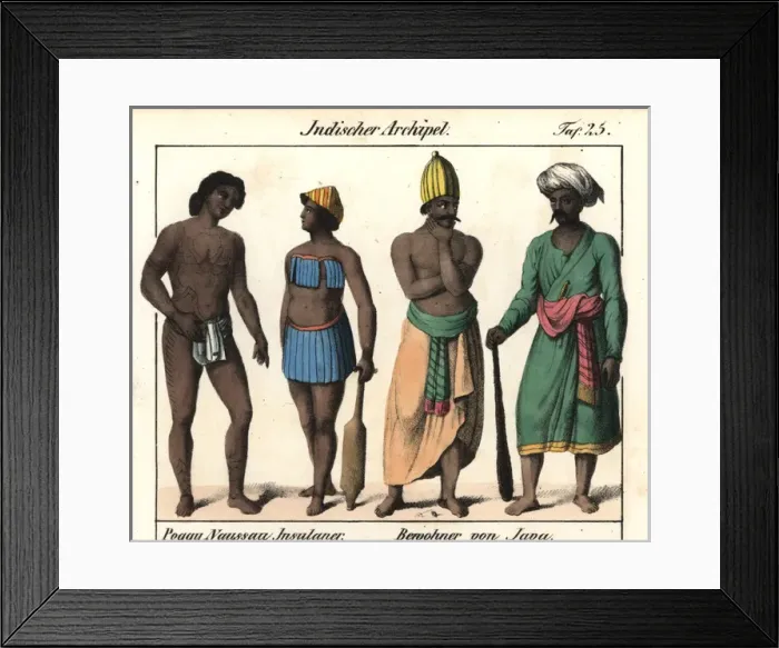 Framed Print : Islanders with tattoos from Poggy and Naussau Framed Print : Islanders with tattoos from Poggy and Naussau