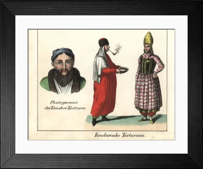 Framed Print : Tatar women smoking a pipe and wearing a miter Framed Print : Tatar women smoking a pipe and wearing a miter