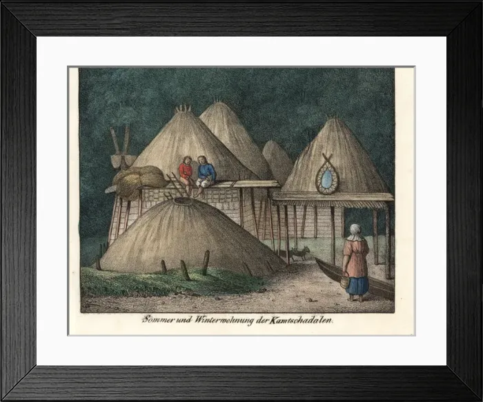 Framed Print : Summer and underground winter houses of Framed Print : Summer and underground winter houses of