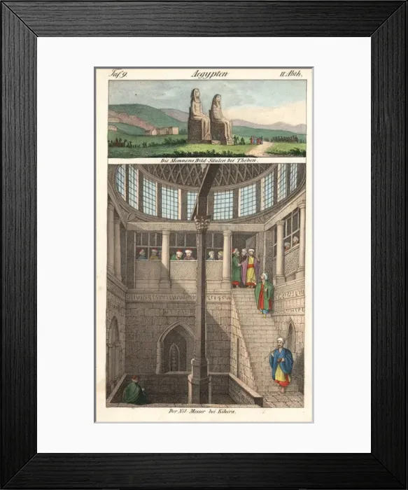 Framed Print : Colossi of Memnon at Luxor and the Nilometer in Cairo Framed Print : Colossi of Memnon at Luxor and the Nilometer in Cairo