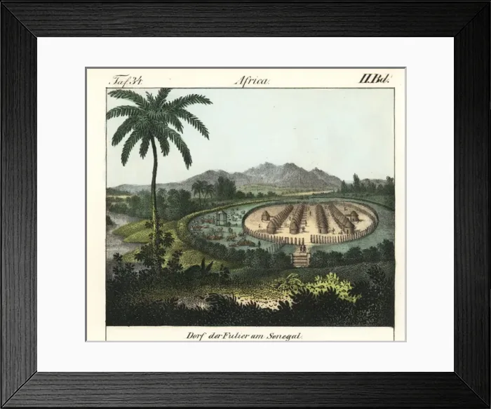 Framed Print : Fulier village in Senegal, showing rows of