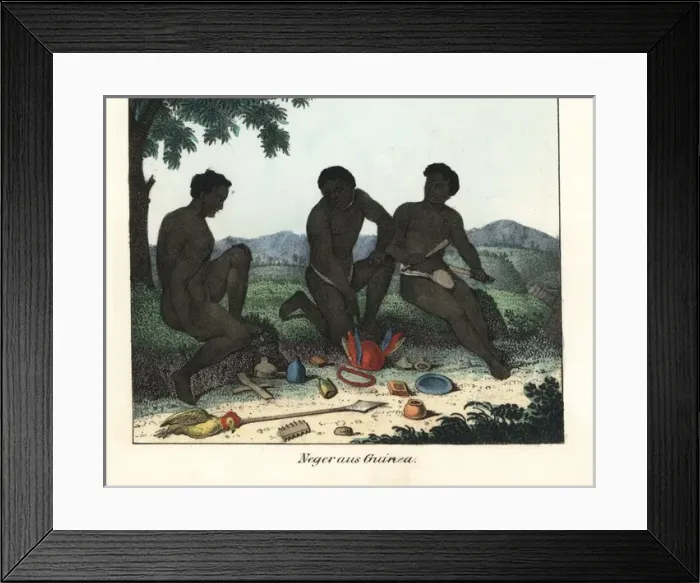 Framed Print : Natives of Guinea, Africa, in loincloths Framed Print : Natives of Guinea, Africa, in loincloths