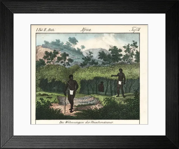 Framed Print : San hunters and their living quarters in Framed Print : San hunters and their living quarters in