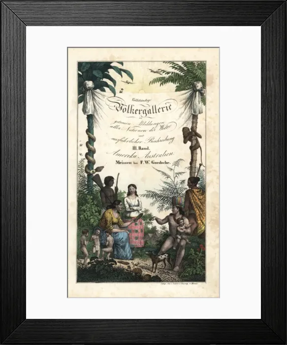 Framed Print : Title page with vignette of peoples of America Framed Print : Title page with vignette of peoples of America