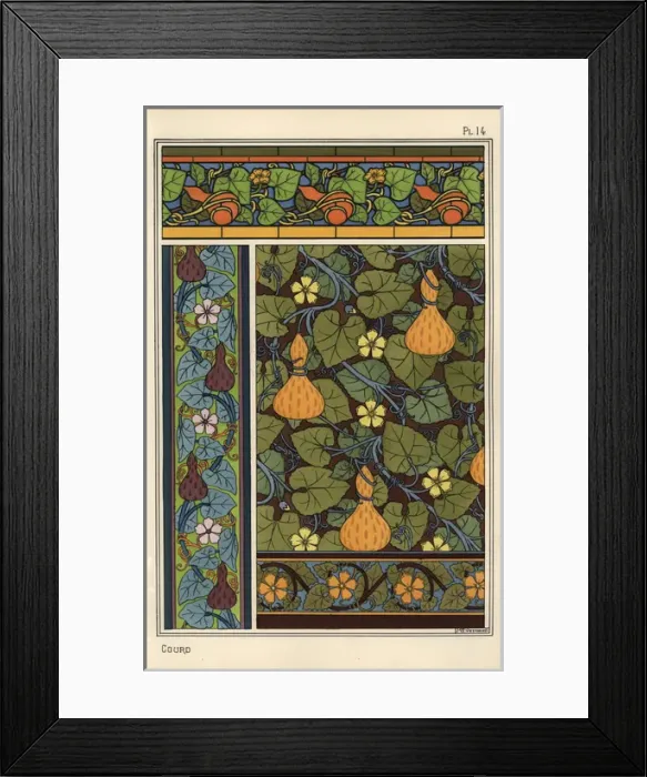 Framed Print : Gourd in wallpaper, stained glass and fabric patterns Framed Print : Gourd in wallpaper, stained glass and fabric patterns