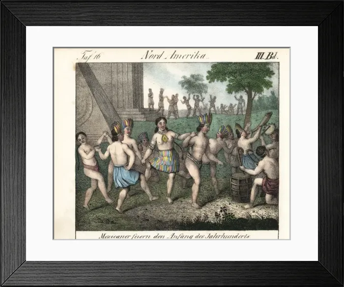 Framed Print : Mexican natives celebrating the beginning of the century Framed Print : Mexican natives celebrating the beginning of the century