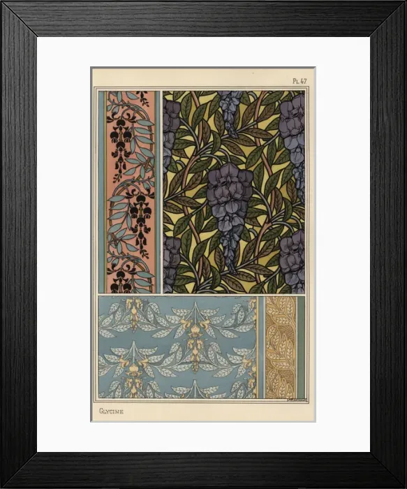 Framed Print : Glycine in art nouveau patterns Framed Print : Glycine in art nouveau patterns