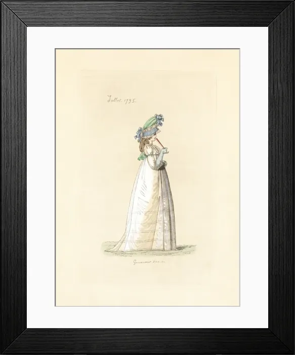 Framed Print : English woman in the fashion of July 1795 Framed Print : English woman in the fashion of July 1795