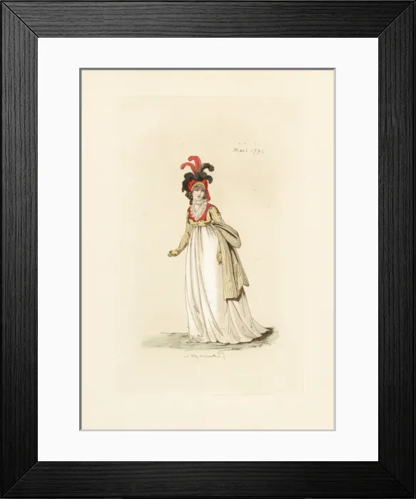 Framed Print : English woman in the fashion of March 1796 Framed Print : English woman in the fashion of March 1796
