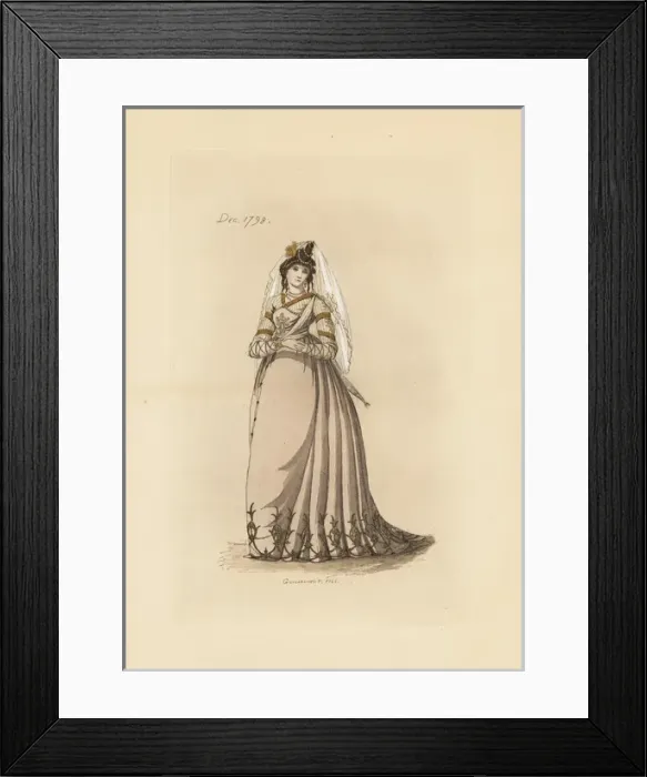 Framed Print : English woman in the fashion of December 1798 Framed Print : English woman in the fashion of December 1798