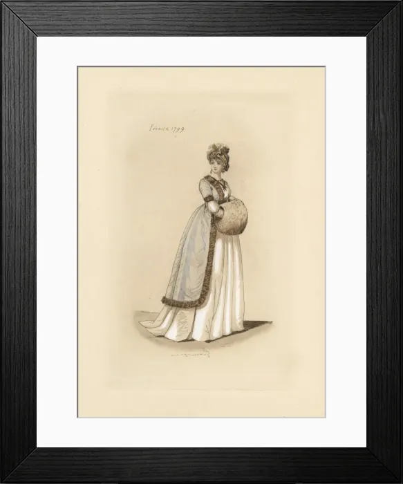 Framed Print : English woman in the fashion of February 1799 Framed Print : English woman in the fashion of February 1799