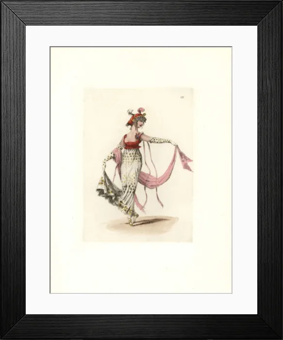 Framed Print : Costume of Madame de Chateau-Regnault, merveilleuse Framed Print : Costume of Madame de Chateau-Regnault, merveilleuse